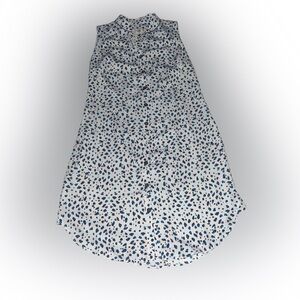 Modern Chic CAbi Blue and White Soft Animal Print Dress Effortless Style XS